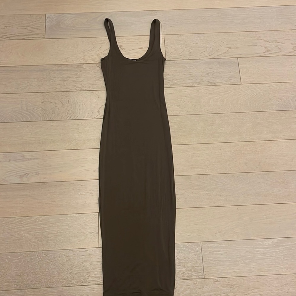 Fashion nova tight midi club dress olive green size S